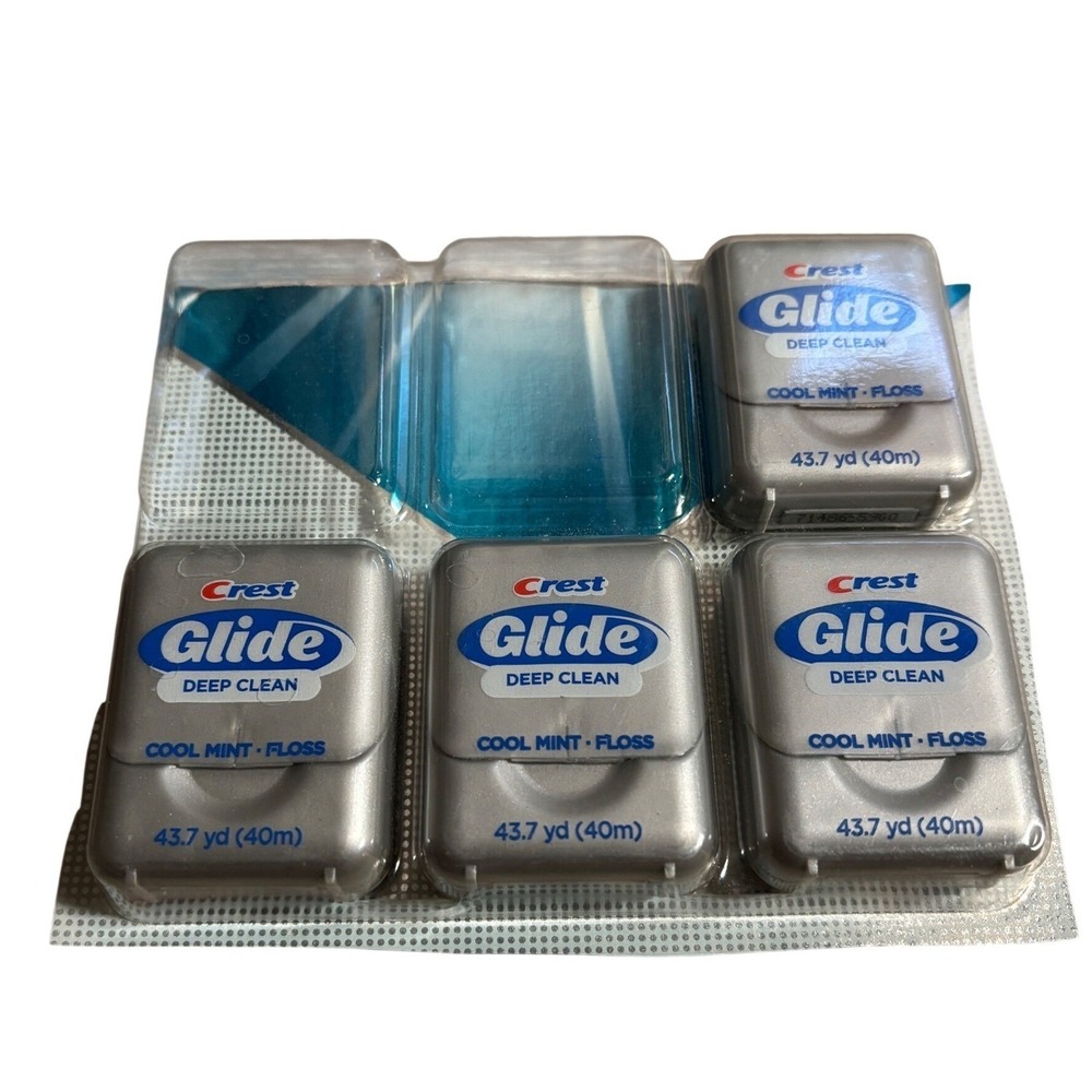 Crest Glide Deep Clean Dental Floss Cool Mint 43.7yd 40m 4-Pack Partial Set